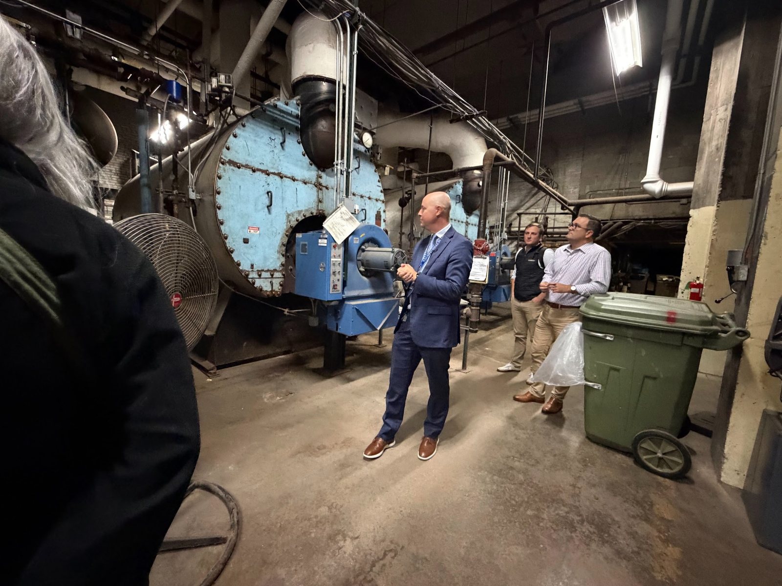 Residents tour the Whitefish Bay High School boiler room
