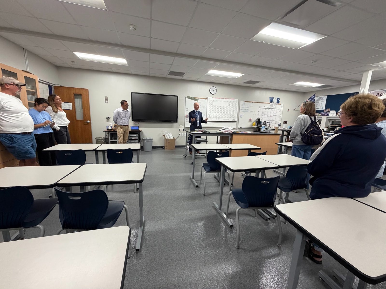 Residents tour a Whitefish Bay High School classroom during the September 28 information session
