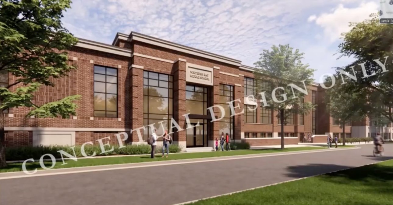 Conceptual rendering of the rebuilt Whitefish Bay Middle School